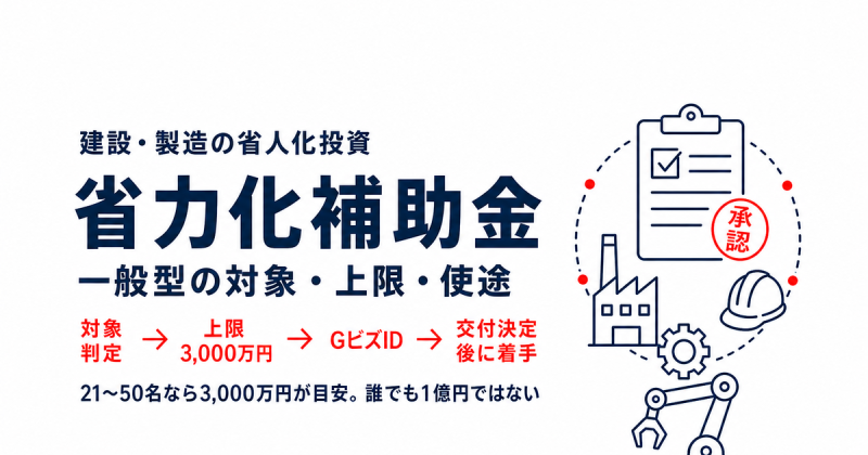 省力化補助金とは？一般型の対象・上限・使途と、ものづくり補助金との違い