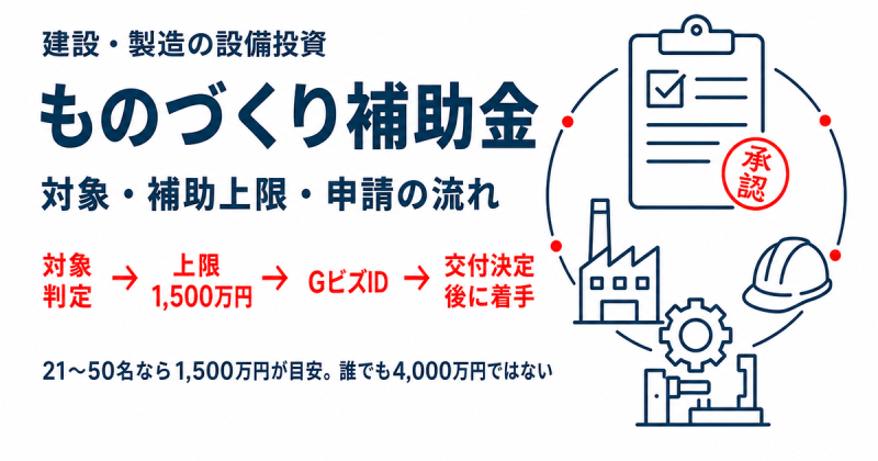 ものづくり補助金とは？対象・補助上限・申請の流れ｜建設・製造の設備投資