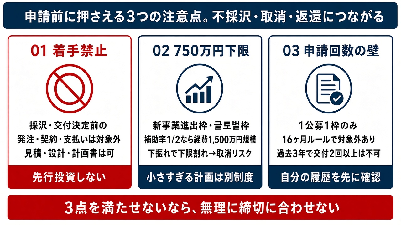 新事業進出補助金を申請する前に知っておく3つの注意点